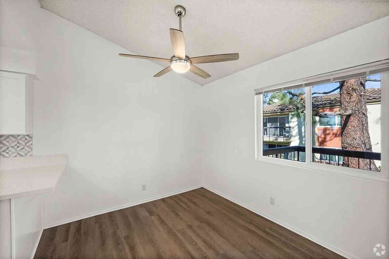 apartment dining nook ceiling fan wood floors