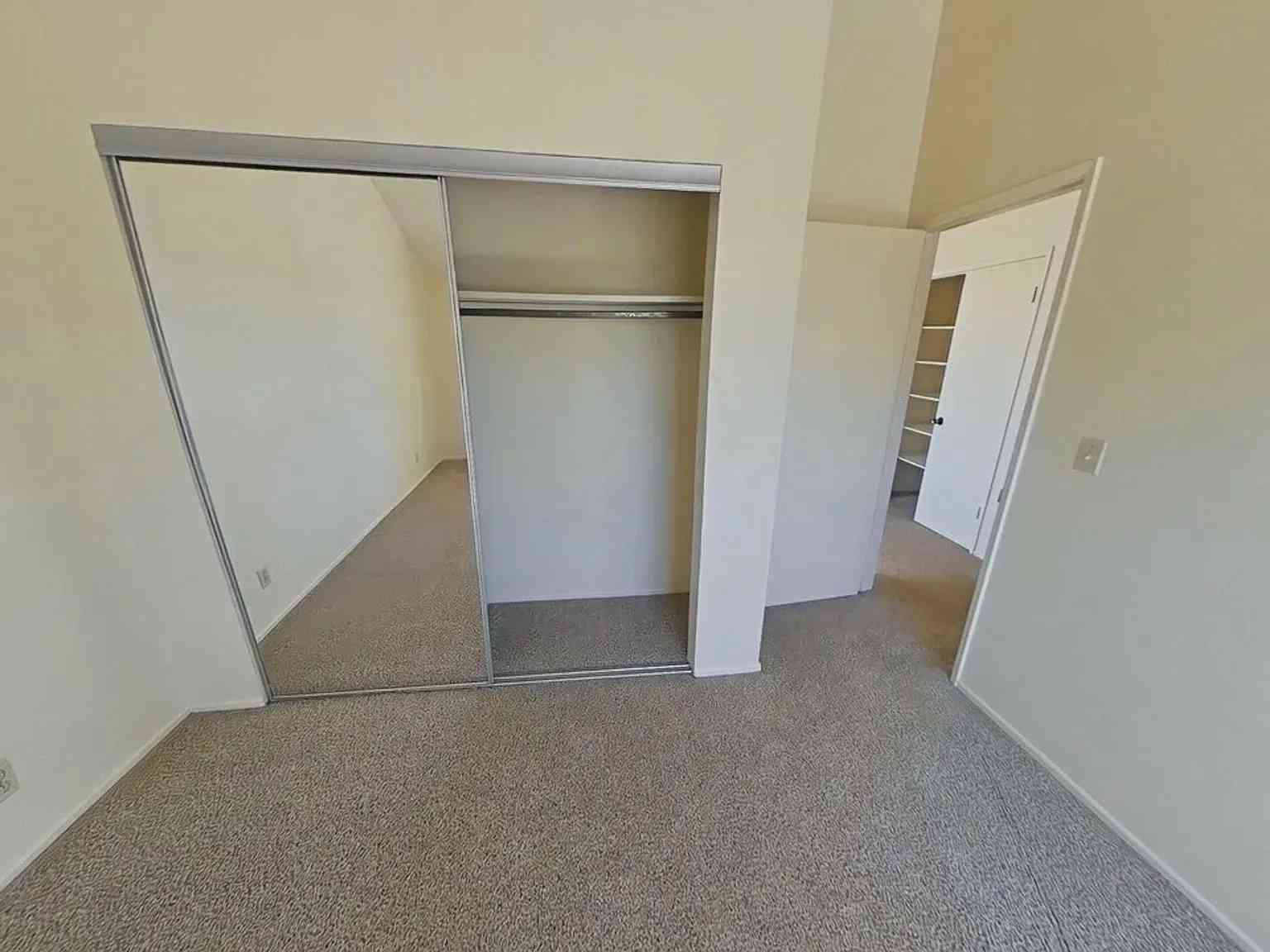 bedroom closet mirrored doors storage space